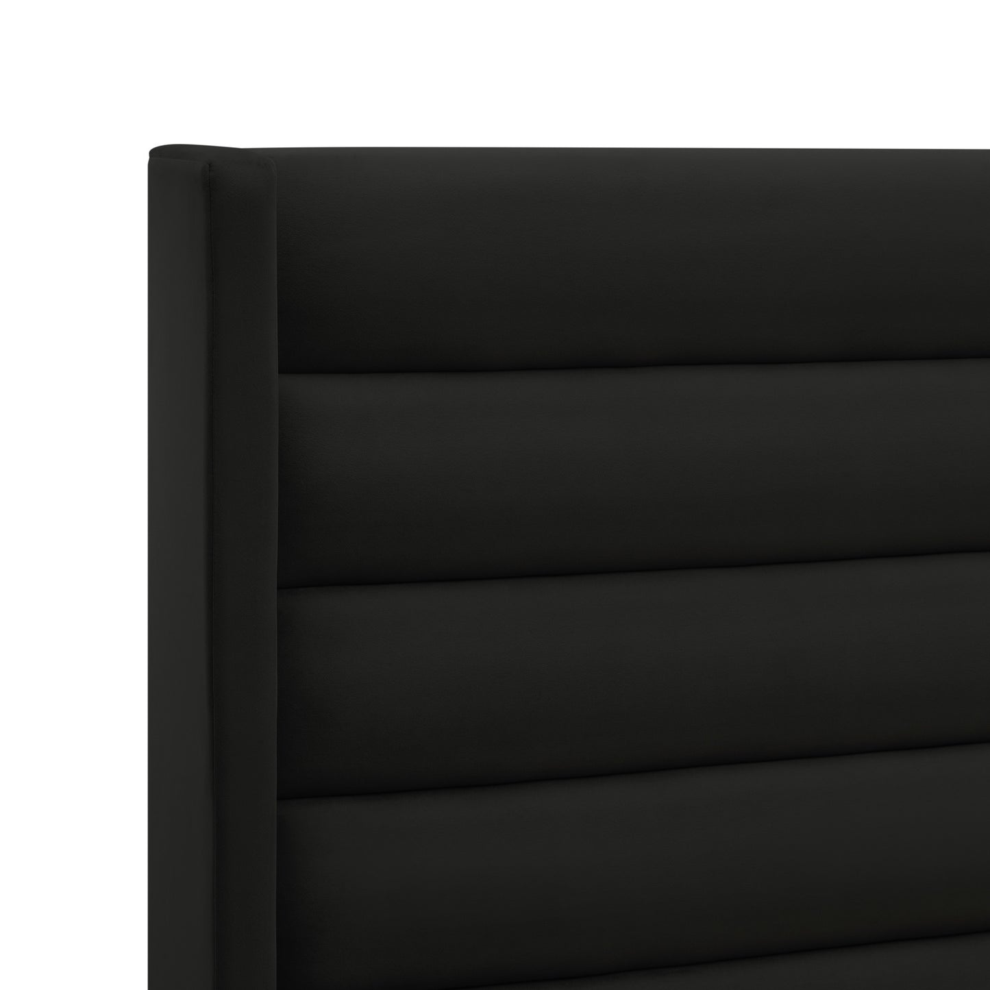 Black Velvet Upholstered Queen Bed Frame-5