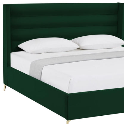 Green Velvet Upholstered King Bed Frame-7