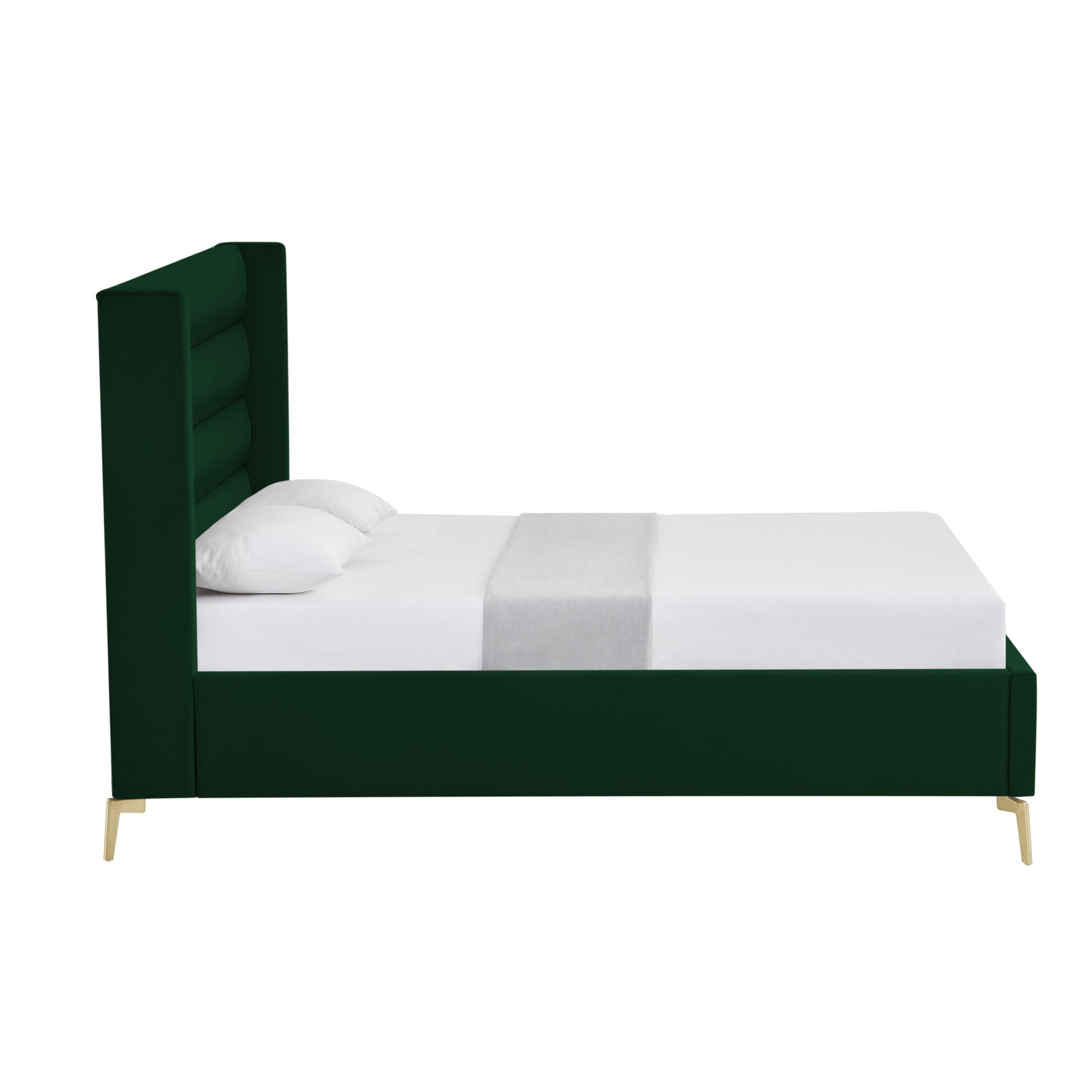 Green Velvet Upholstered King Bed Frame-2