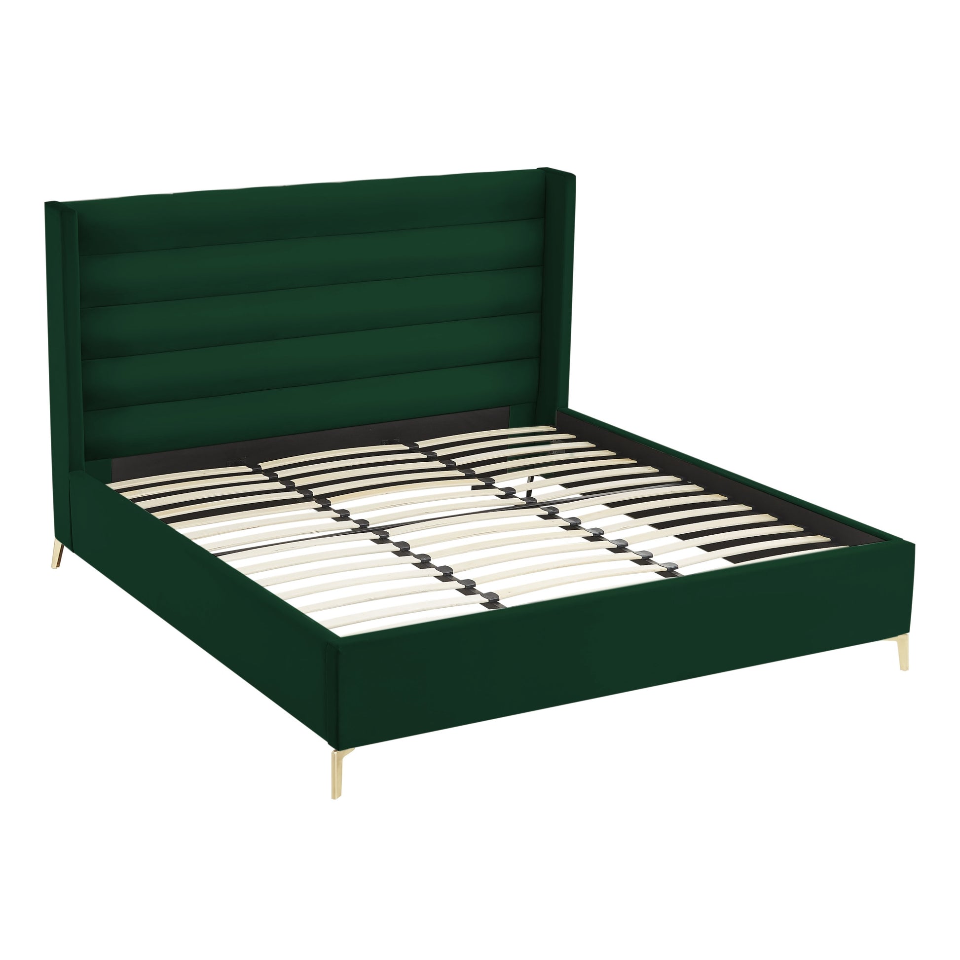 Green Velvet Upholstered King Bed Frame-3