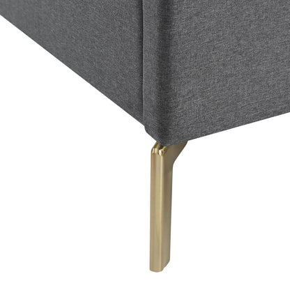 Gray Linen Upholstered King Bed Frame-4
