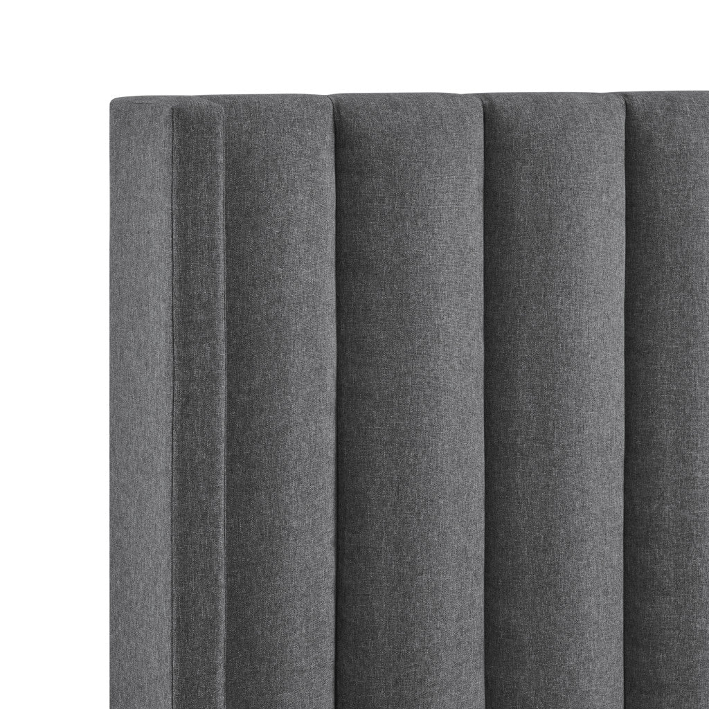Gray Linen Upholstered King Bed Frame-5