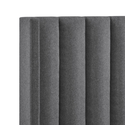 Gray Linen Upholstered King Bed Frame-5