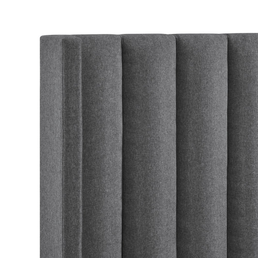 Gray Linen Upholstered King Bed Frame-5