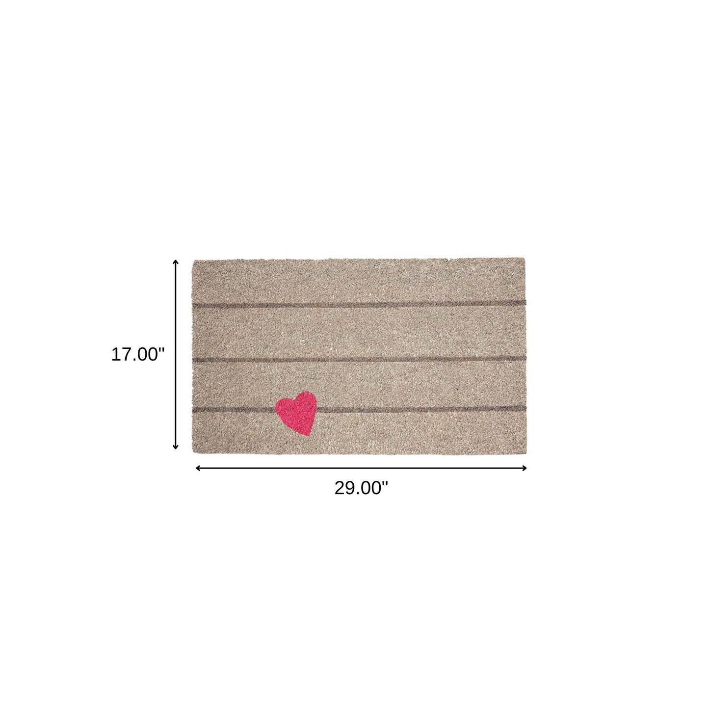 17" X 29" Gray and Pink Coir Heart and Stripe Outdoor Door Mat-4