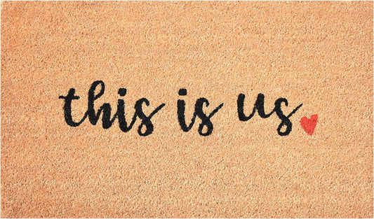 17" X 29" Natural and Black Coir This is Us Outdoor Door Mat-1
