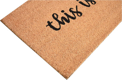 17" X 29" Natural and Black Coir This is Us Outdoor Door Mat-3