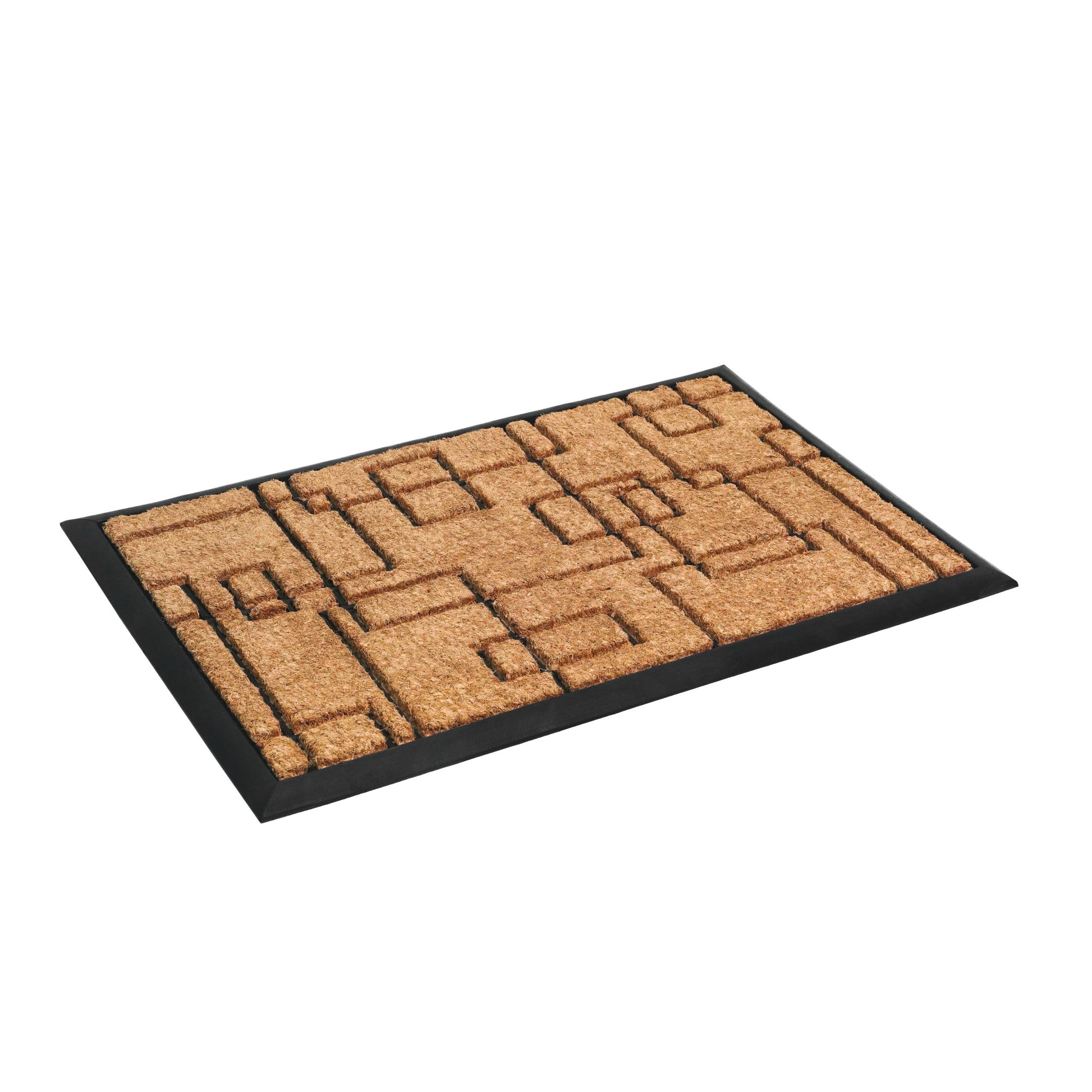 24" X 36" Natural and Black Coir Geometric Outdoor Door Mat-6