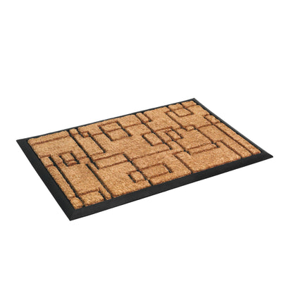 24" X 36" Natural and Black Coir Geometric Outdoor Door Mat-6