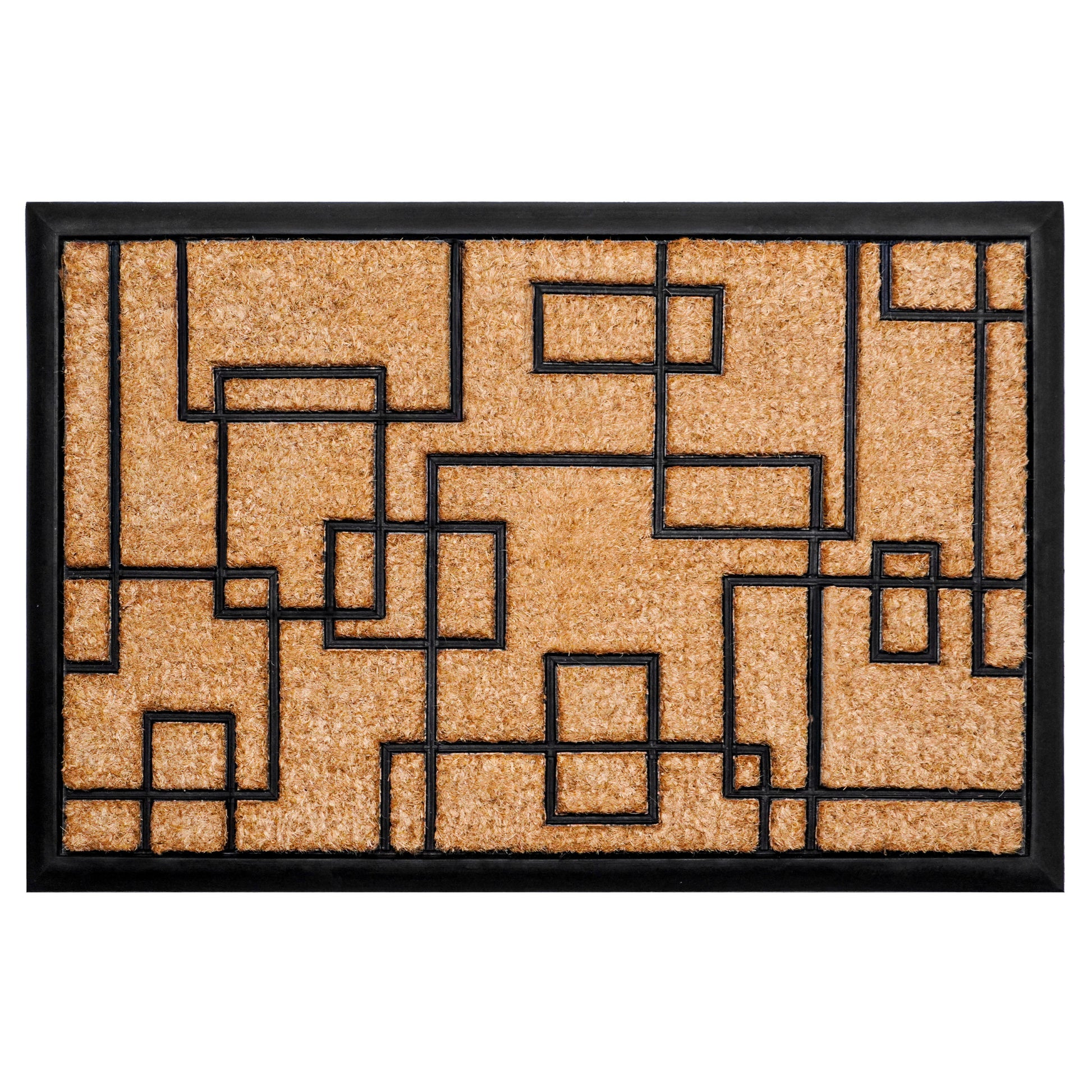 24" X 36" Natural and Black Coir Geometric Outdoor Door Mat-2