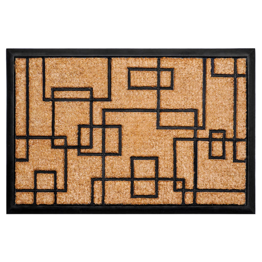24" X 36" Natural and Black Coir Geometric Outdoor Door Mat-2