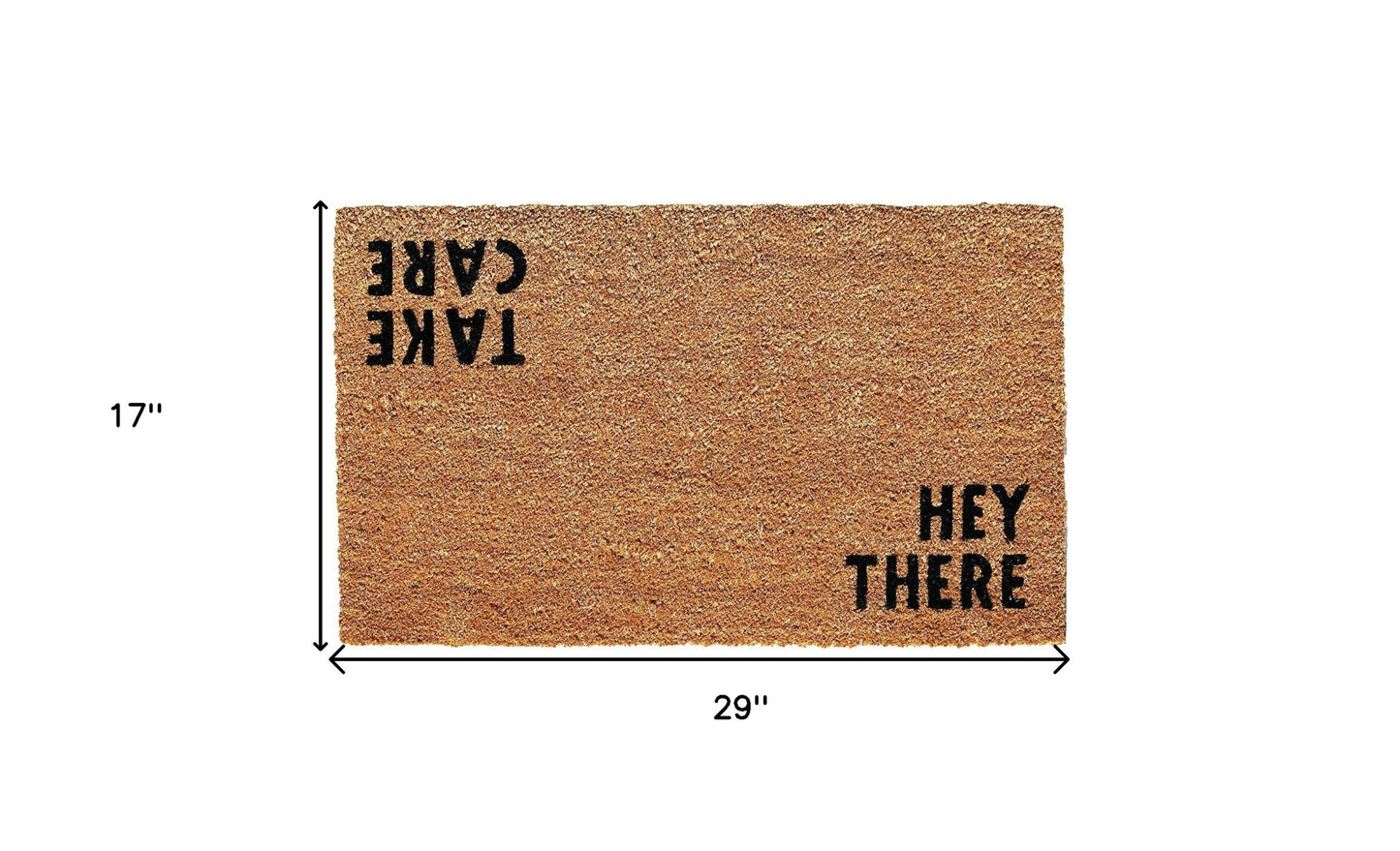 17" X 29" Natural and Black Coir Hey There Outdoor Door Mat-2