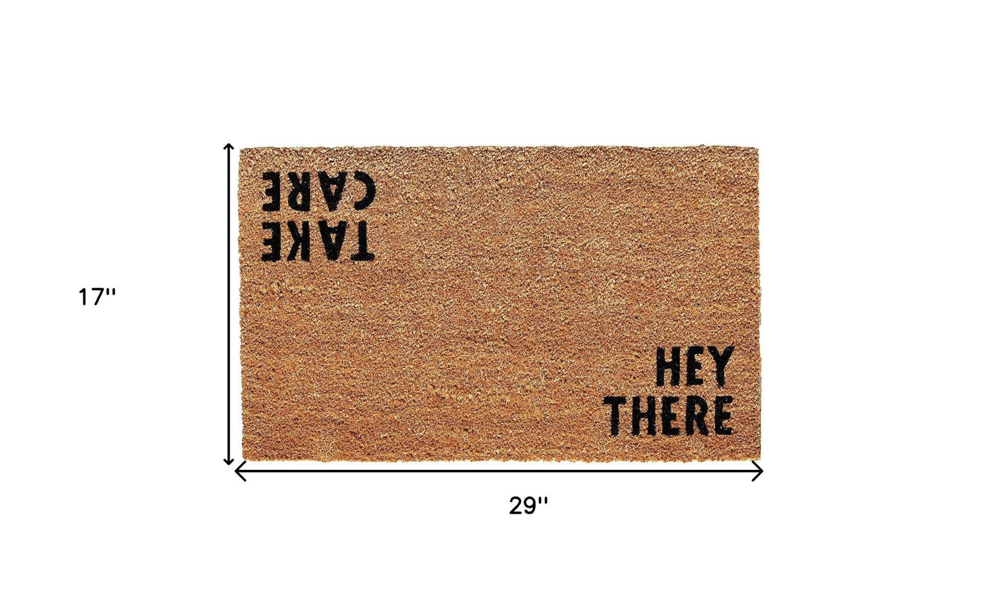 17" X 29" Natural and Black Coir Hey There Outdoor Door Mat-2