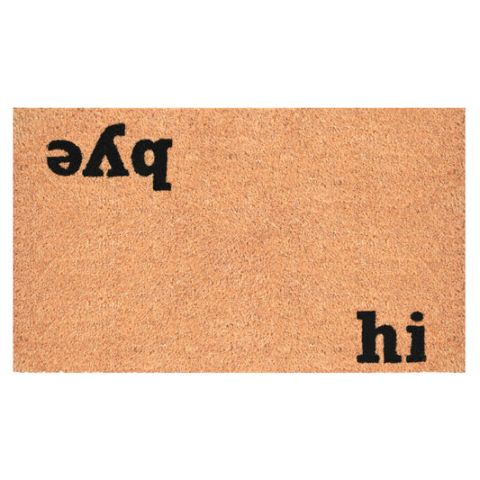 17" X 29" Natural and Black Coir Hi Bye Outdoor Door Mat-1