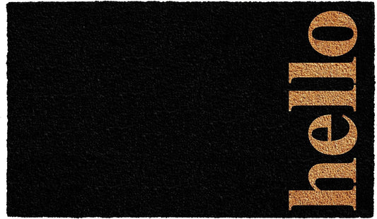24" X 36" Black and Natural Coir Hello Outdoor Door Mat-1