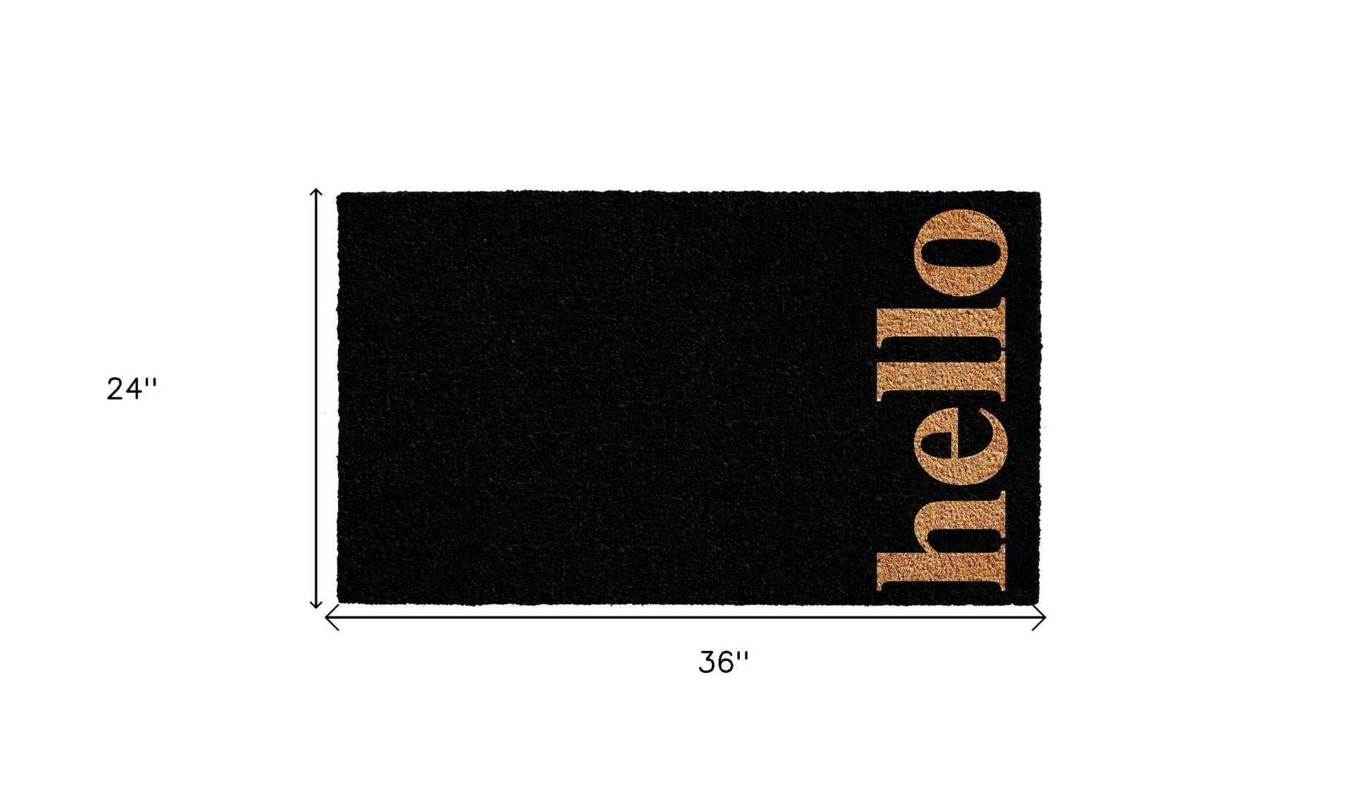 24" X 36" Black and Natural Coir Hello Outdoor Door Mat-2