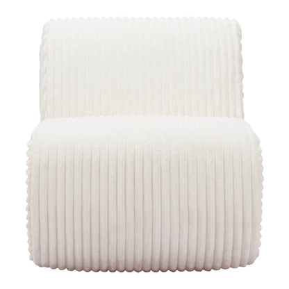 26" White Corduroy And Upholstered Lounge Chair-2
