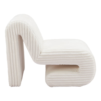 26" White Corduroy And Upholstered Lounge Chair-7