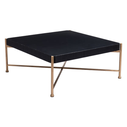 42" Black and Gold Solid Wood and Steel Square Coffee Table-1
