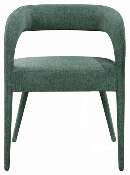 Set of Two Green Upholstered Linen Open Back Dining Side Chairs-3