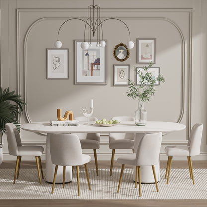 Set of Two Beige and Gold Upholstered Fabric Dining Side Chairs-7