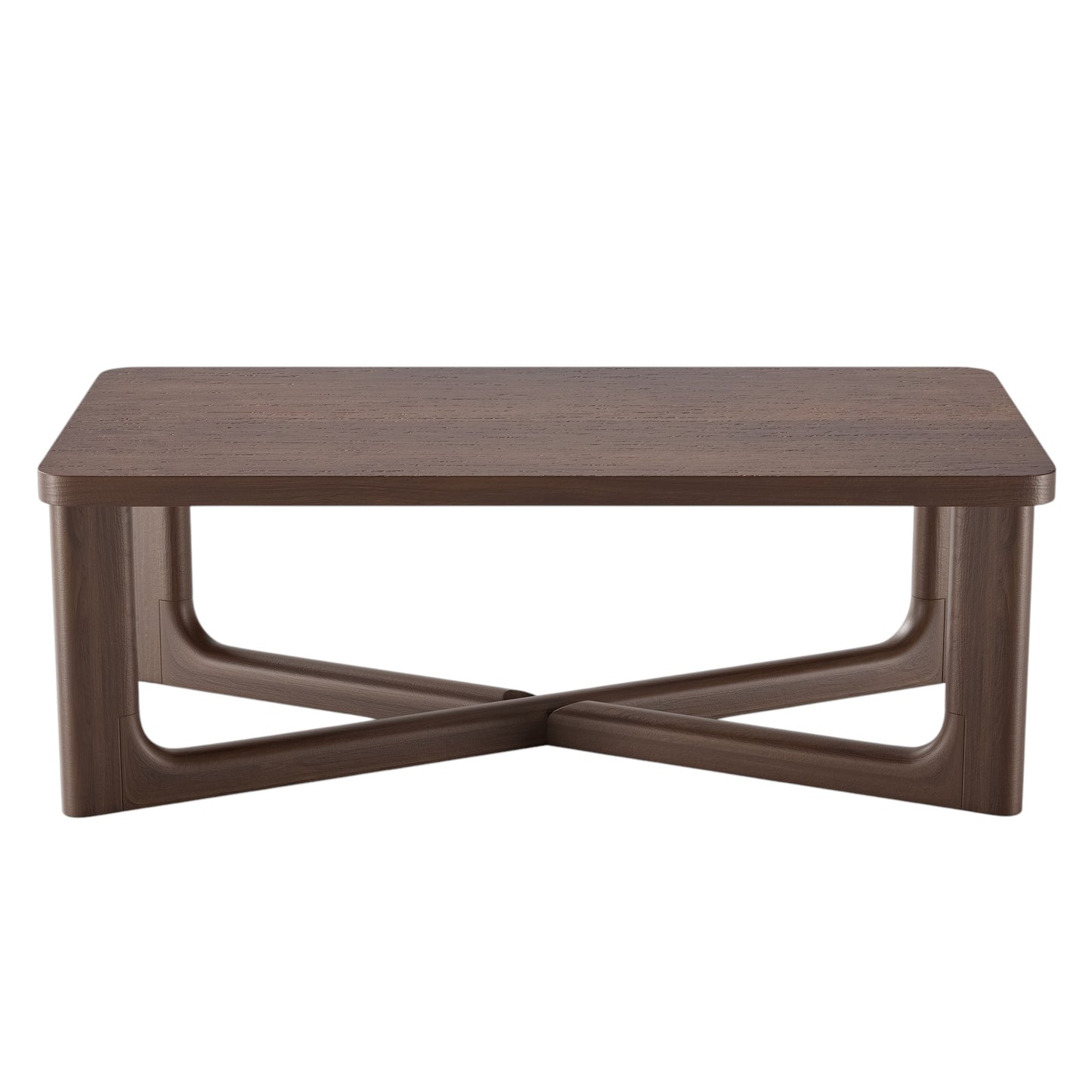 50" Walnut Solid Wood Cross Legs Coffee Table-1