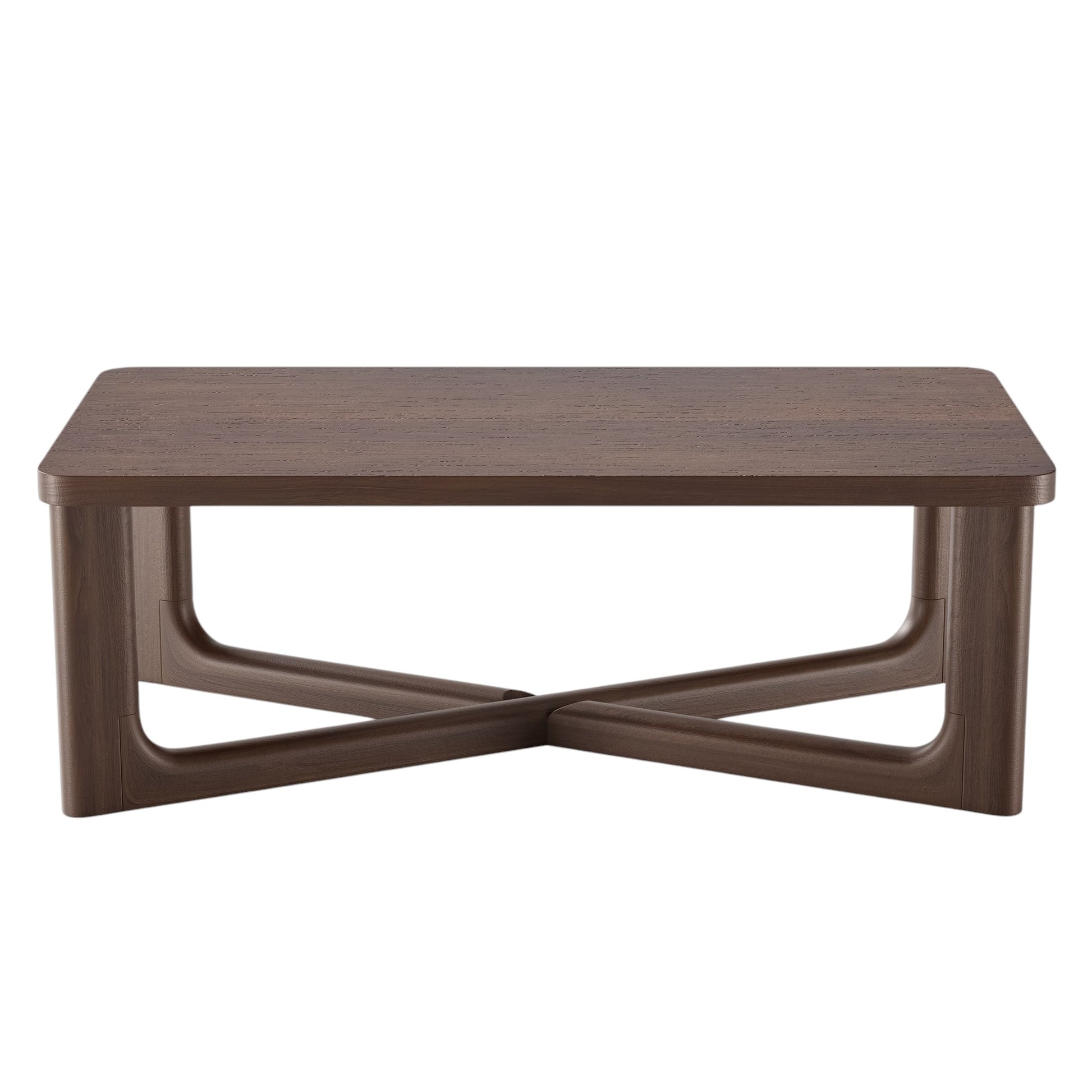 50" Walnut Solid Wood Cross Legs Coffee Table-1