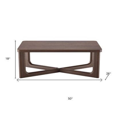 50" Walnut Solid Wood Cross Legs Coffee Table-8