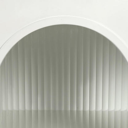 60" White Ribbed Texture Wood And Glass Sideboard with Four Doors-5