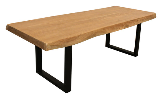 70" Natural And Black Solid Wood And Iron Live Edge Coffee Table-1