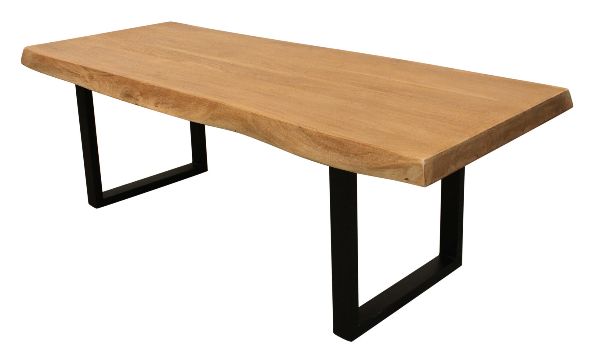 70" Natural And Black Solid Wood And Iron Live Edge Coffee Table-3