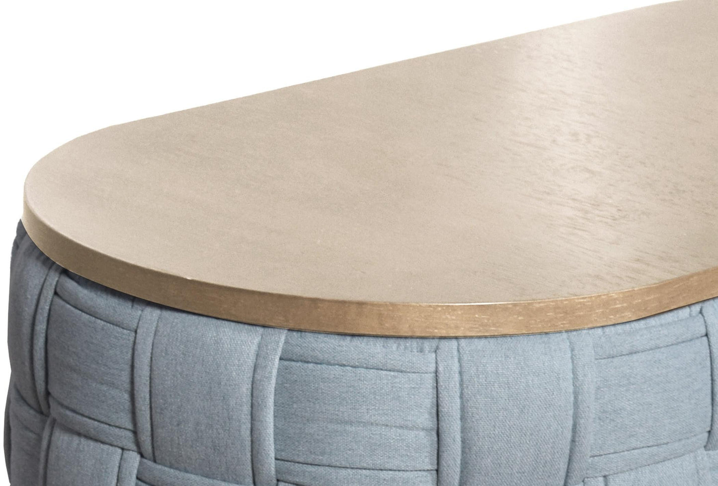 41" Natural and Blue Wood And Woven Fabric Oval Coffee Table-3