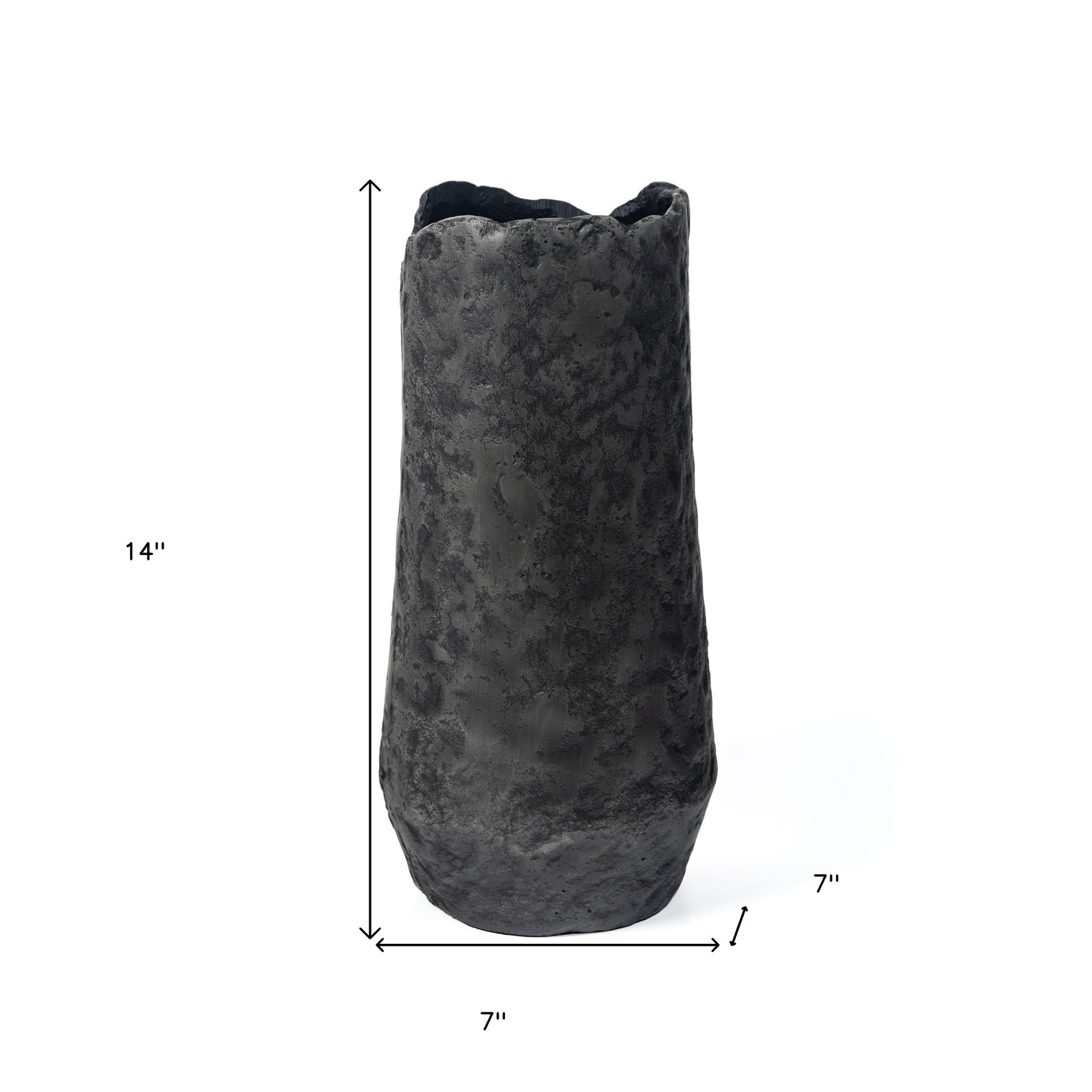 14" Gray Hammered Cylinder Aluminum Table Vase-6