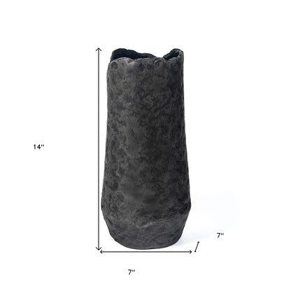 14" Gray Hammered Cylinder Aluminum Table Vase-6