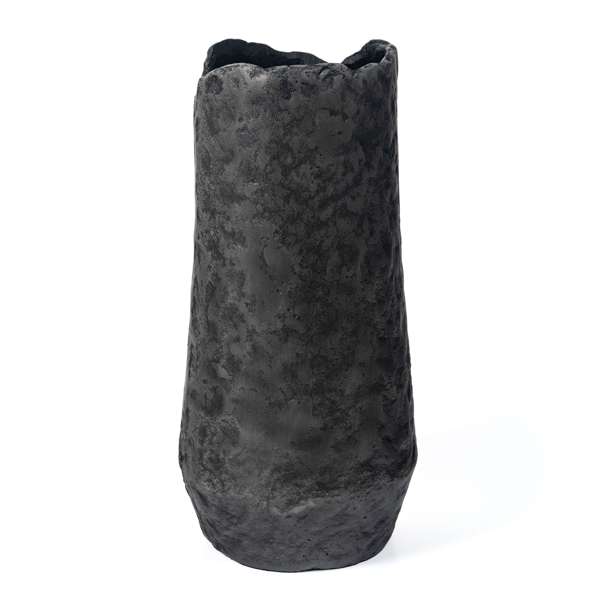 14" Gray Hammered Cylinder Aluminum Table Vase-1
