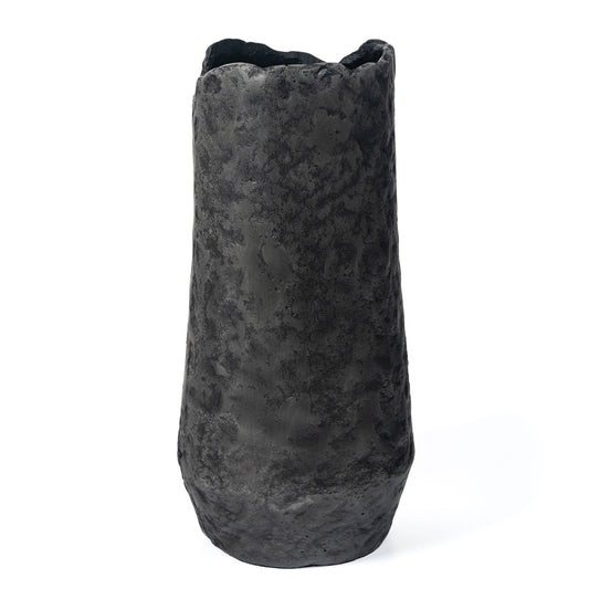 14" Gray Hammered Cylinder Aluminum Table Vase-1
