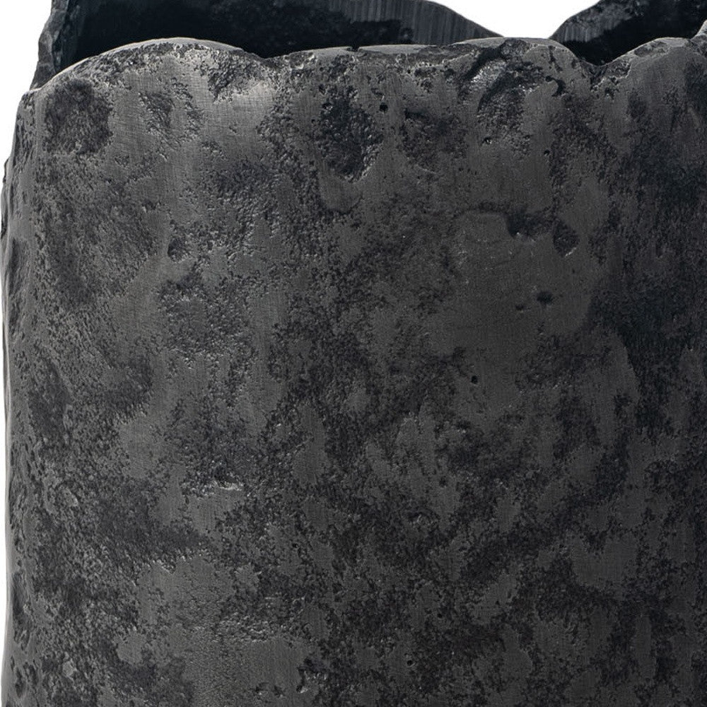 14" Gray Hammered Cylinder Aluminum Table Vase-7