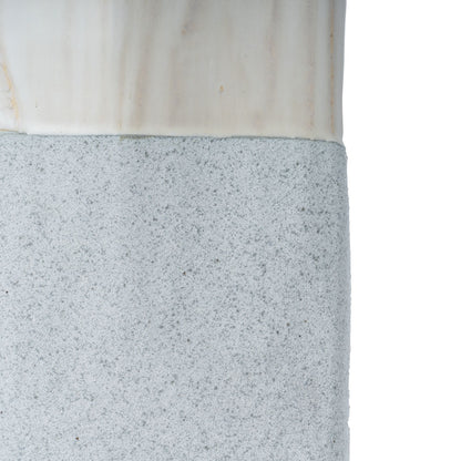 16" Brown Light Blue And Off White Color Block Square Ceramic Table Vase-4
