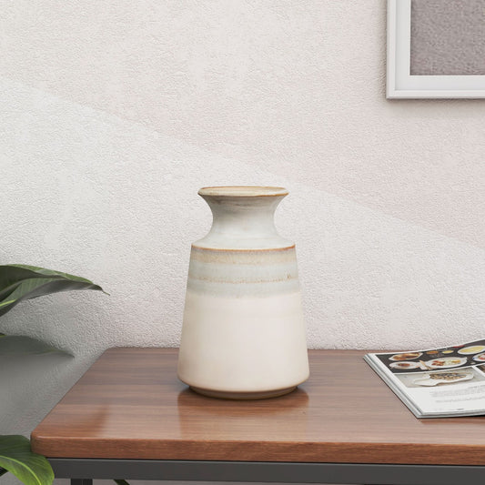 9" Blue And White Color Block Bud Ceramic Table Vase-6