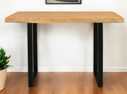 47" Natural and Black Solid Wood and Metal Live Edge Console Table-0