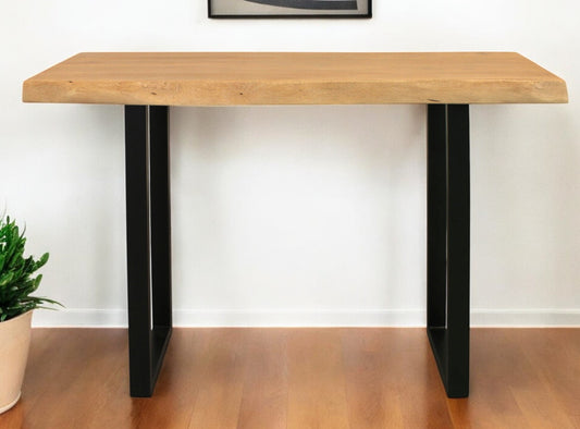47" Natural and Black Solid Wood and Metal Live Edge Console Table-0