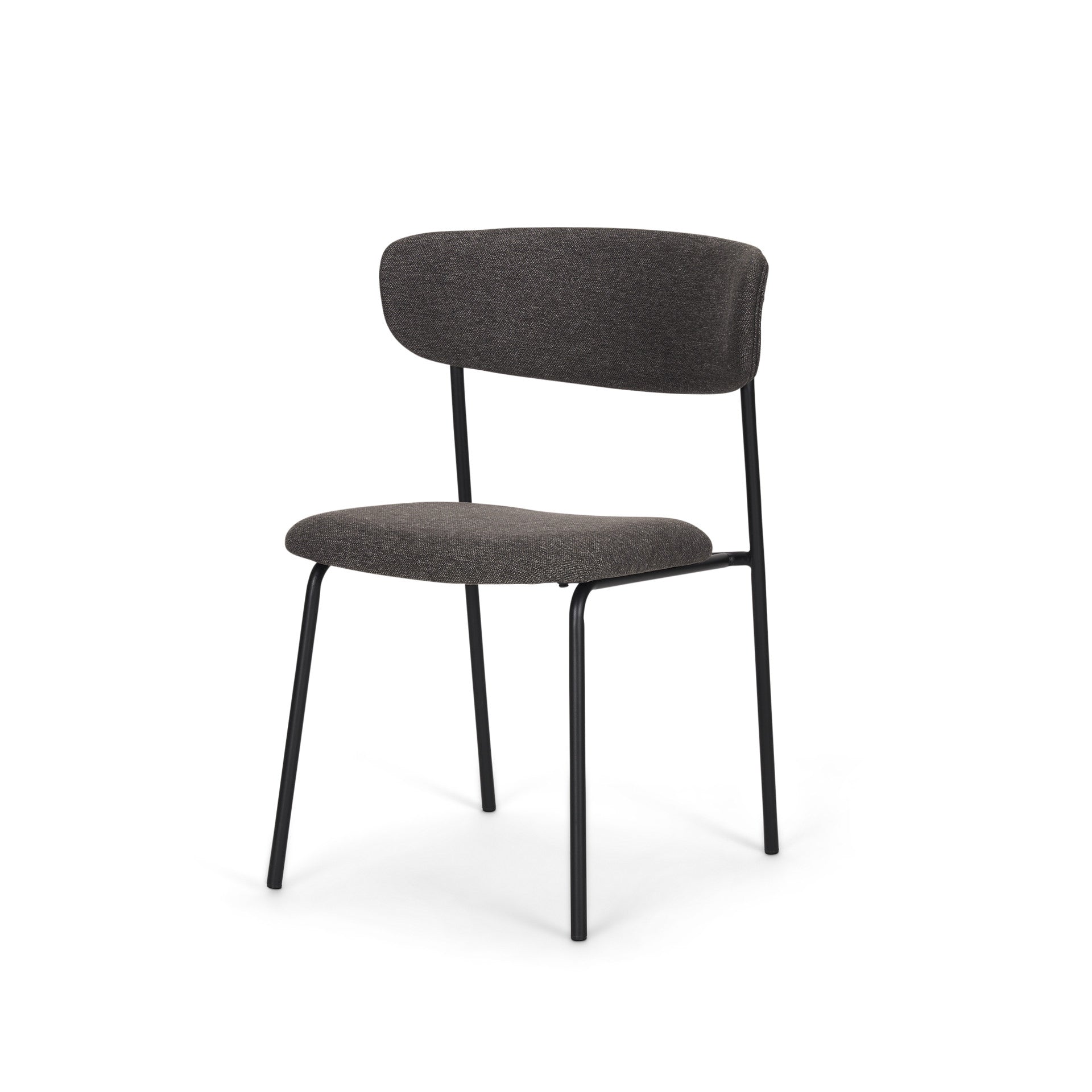 Gray and Black Upholstered Fabric And Metal Open Back Dining Side Chair-1