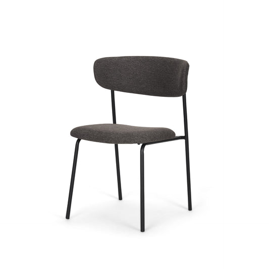 Gray and Black Upholstered Fabric And Metal Open Back Dining Side Chair-1
