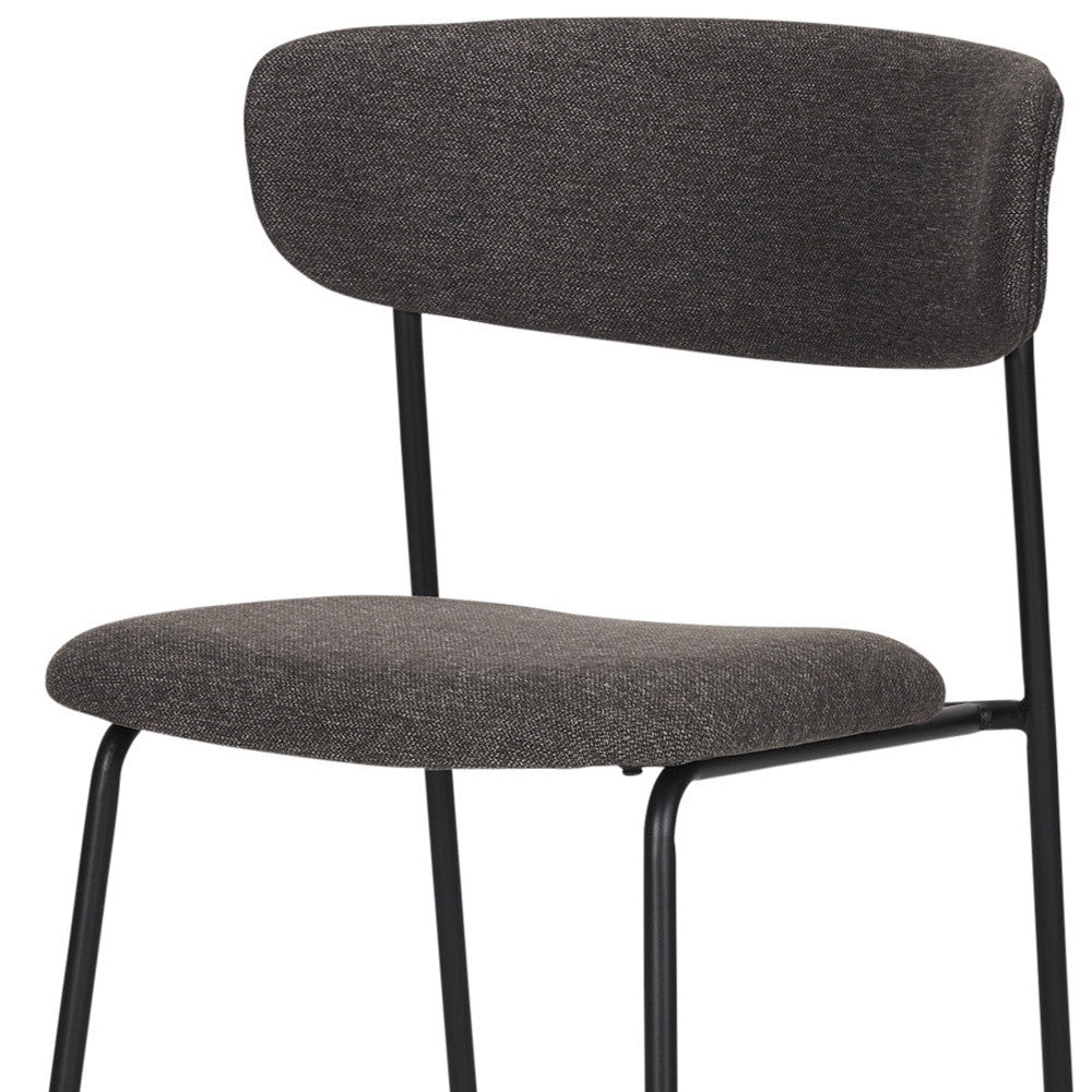 Gray and Black Upholstered Fabric And Metal Open Back Dining Side Chair-3