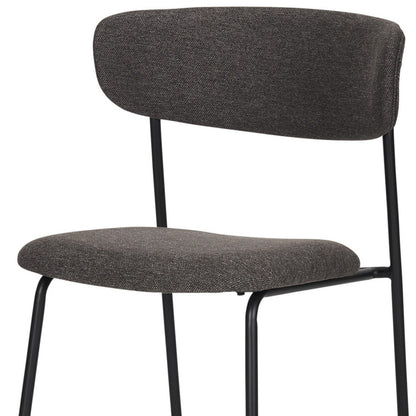 Gray and Black Upholstered Fabric And Metal Open Back Dining Side Chair-3