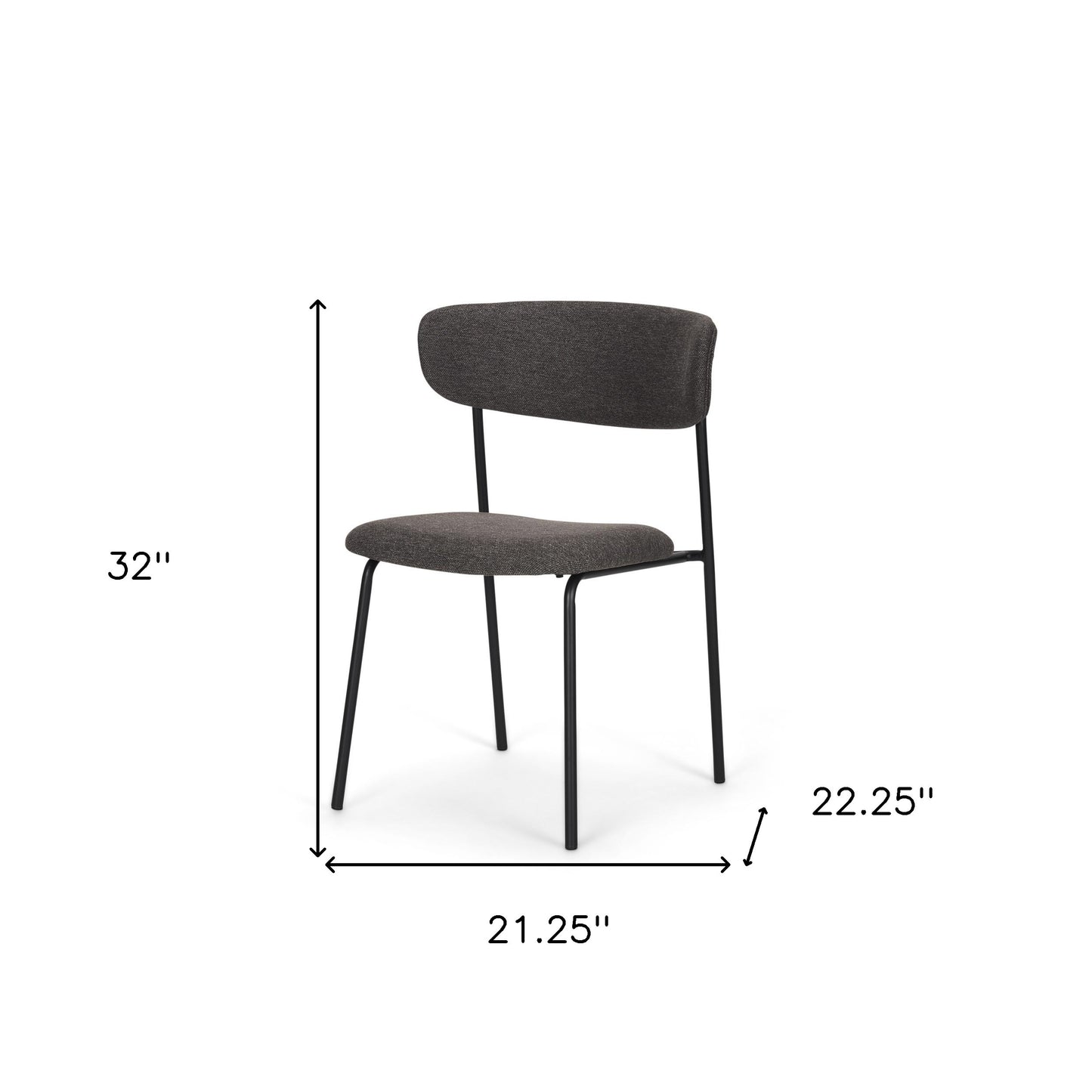 Gray and Black Upholstered Fabric And Metal Open Back Dining Side Chair-4