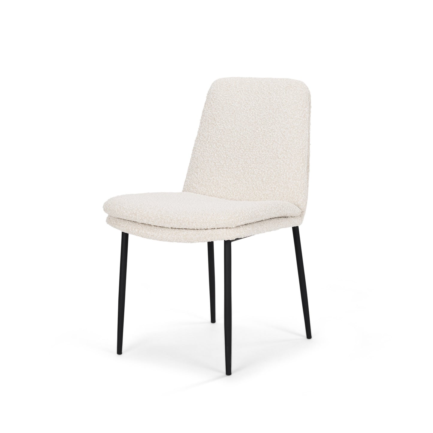 Cream and Black Upholstered Boucle And Metal Dining Side Chair-1