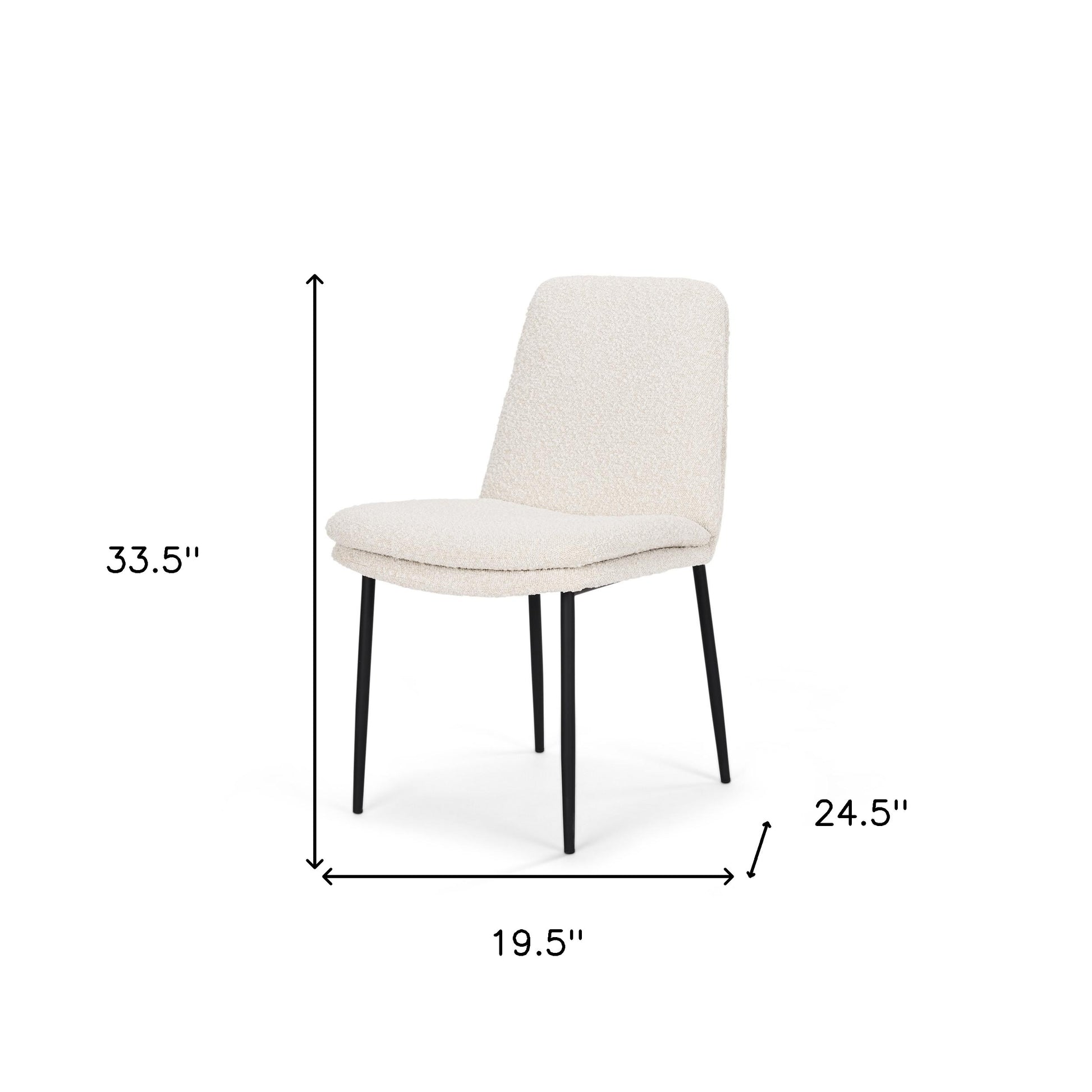 Cream and Black Upholstered Boucle And Metal Dining Side Chair-4