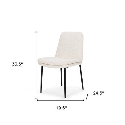Cream and Black Upholstered Boucle And Metal Dining Side Chair-4