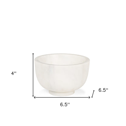 7" White Marble Round Decorative Bowl-3